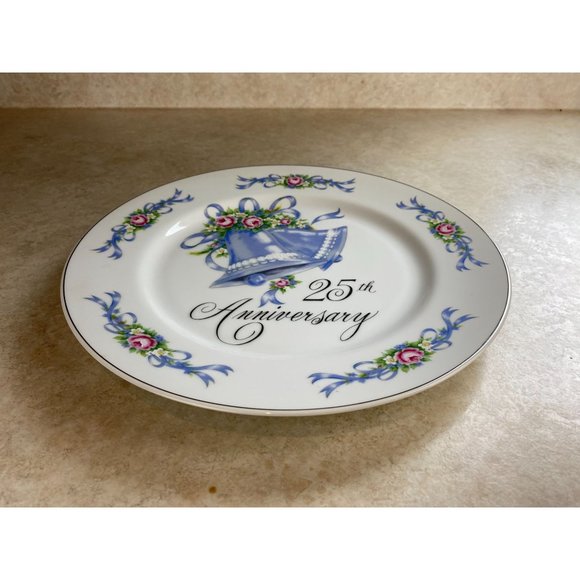 Gift Craft 25th  Anniversary 10" Blue Bells Cake/Serving  Plate - Picture 4 of 6